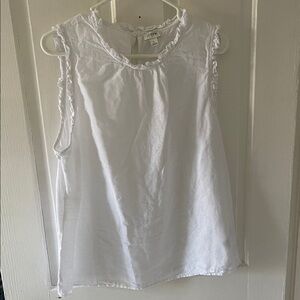 J. Crew White Ruffle Trim Blouse